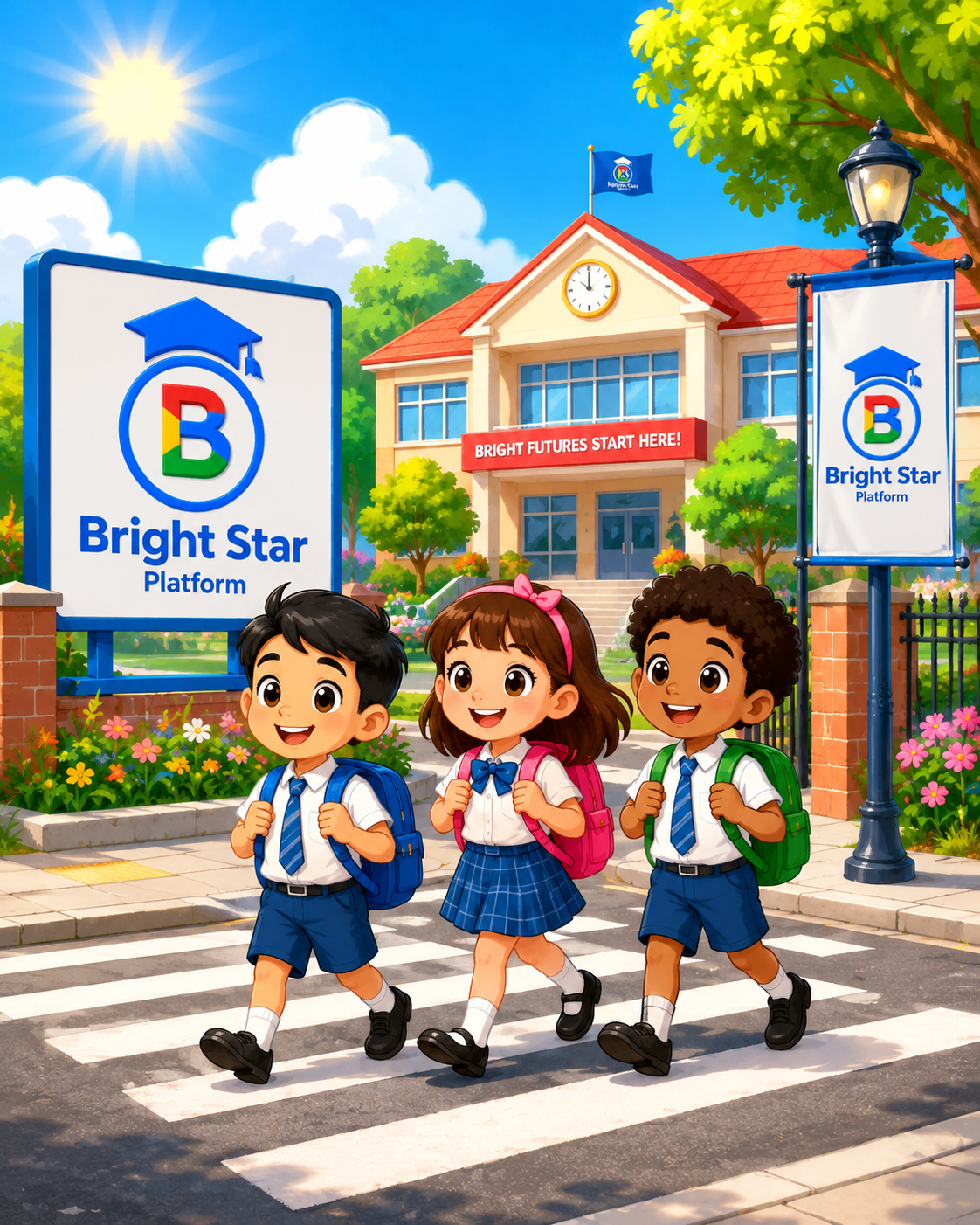Bright Star students walking to school