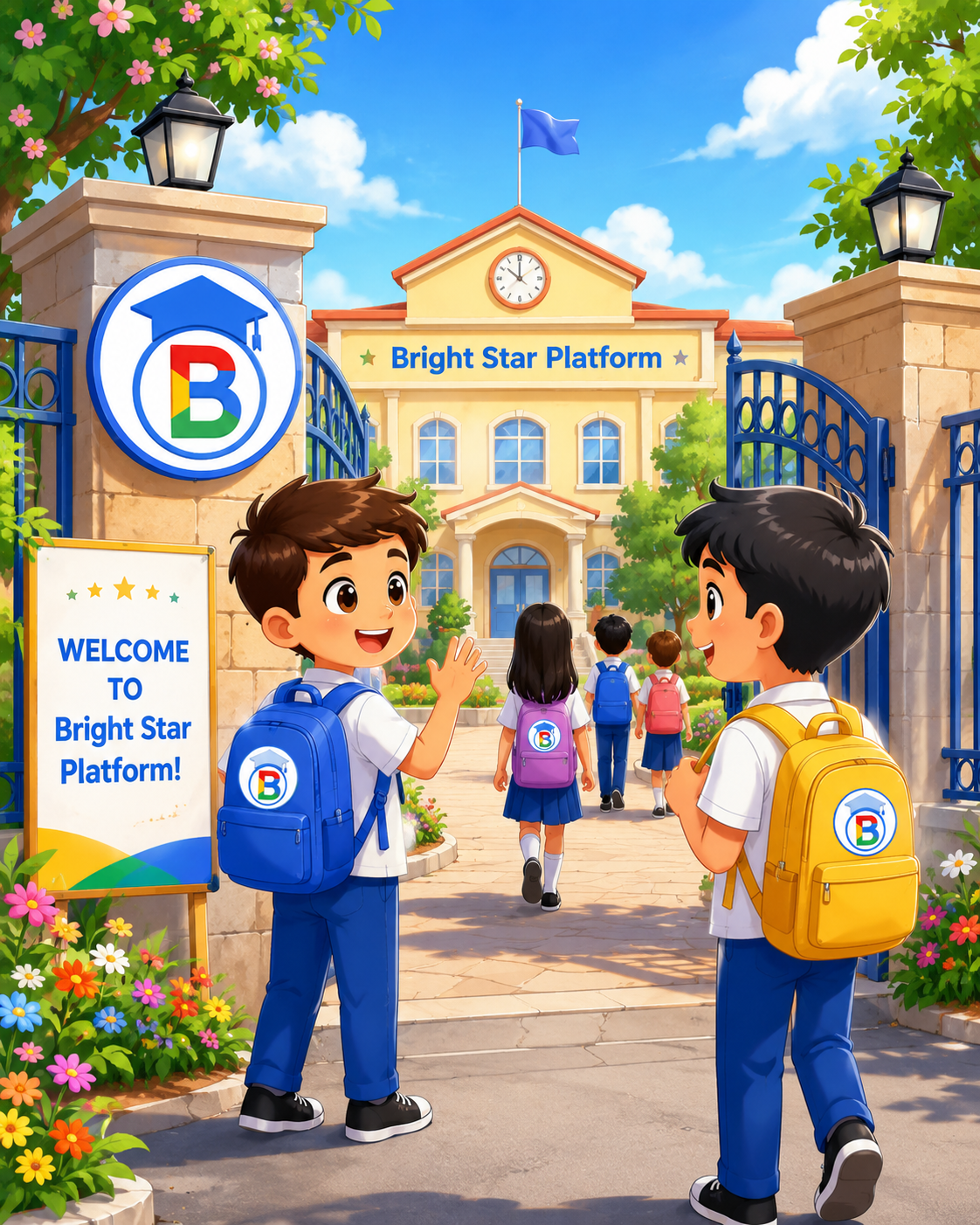 Bright Star students entering the school gate